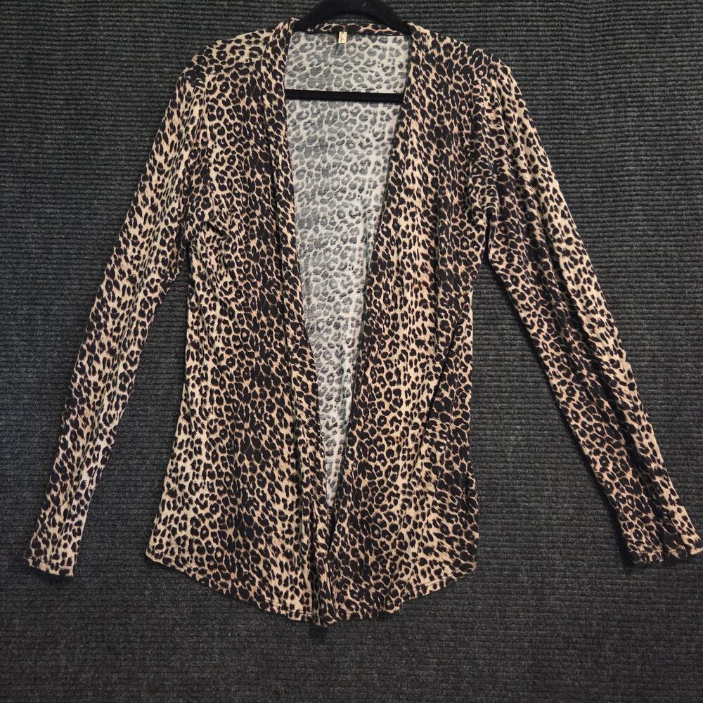Reflex Jeans Leopard Print Cardigan Womens XL Lightweight Open Front Long Sleeve